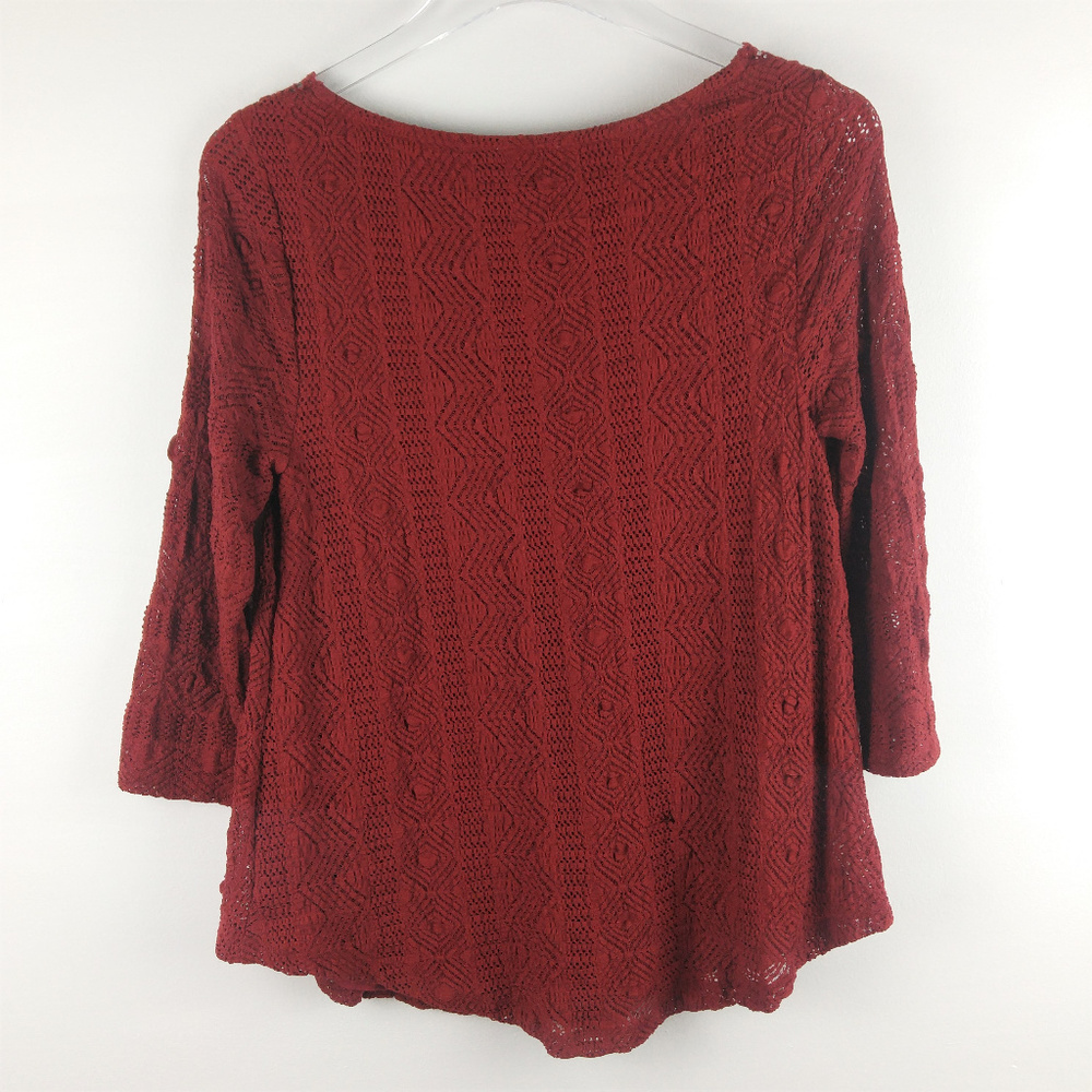 Anthropologie Meadow Rue Burgundy Lace Top - Picture 6 of 8